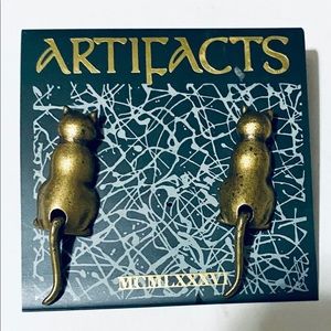 JJ Cat brass articulated JJ pierced earrings